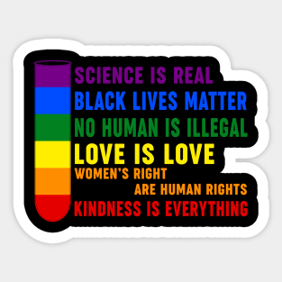 Science is Real Love is Love Kindness is Everything Pride Month Sticker